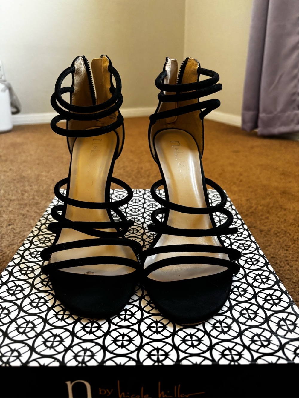 Black Multi-Strap High Heel Sandals